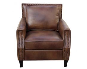 Leaton Upholstered Recessed Arm Chair in Brown Sugar