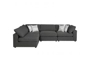 Serene 4 Piece Upholstered Modular Sectional in Charcoal