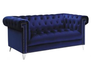 Bleker Tufted Tuxedo Arm Loveseat in Blue