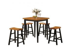 Acme Furniture Gaucho 5Pc Counter Height Set in Oak and Black Finish