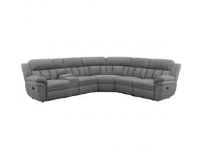 Bahrain 6-Piece Upholstered Motion Sectional in Charcoal