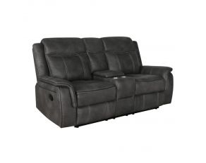 Lawrence Motion Loveseat with Console in Charcoal