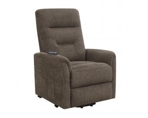 Power Lift Recliner With Storage Pocket in Brown