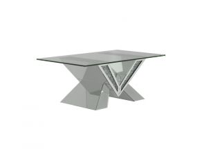 Caldwell V-Shaped Coffee Table With Glass Top in Silver