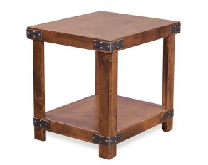 Industrial End Table in Fruitwood