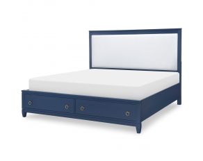 Summerland Queen Upholstered Bed with Storage in Blue