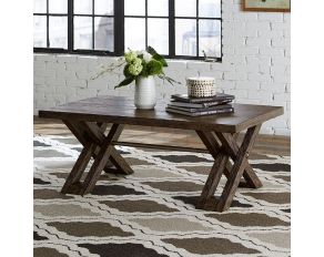 Crossroads Cocktail Table in Russet Brown Finish