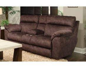 Sedona Power Headrest with Lumbar Lay Flat Reclining Console Loveseat in Mocha