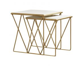 Bette 2-Piece Nesting Table Set in White And Gold