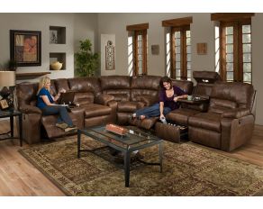 Dakota 3 Piece Reclining Sectional with Lumbar Massage in Bonanza Smokey