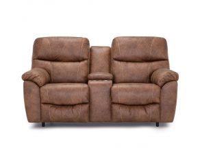 Cabot Power Reclining Console Loveseat with Integrated USB Port in Chief Saddle