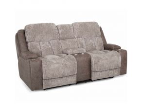 Denali Power Reclining Console Loveseat with Power Headrest in Euphoria Smoke and Boswell Dove