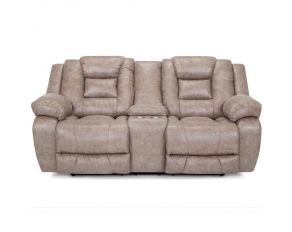 Hayworth Reclining Console Loveseat with Storage and Cupholders in Whitman Pebble