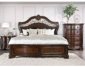 Menodora Sleigh Bedroom Collections in Brown Cherry