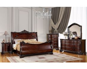 Bellefonte Sleigh Bedroom Collections in Brown Cherry