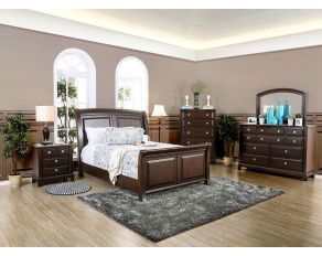 Furniture of America Litchville Bedroom Set in Brown Cherry