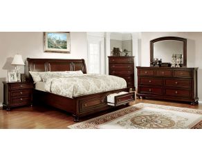 Northville Sleigh Storage Bedroom Collections in Dark Cherry