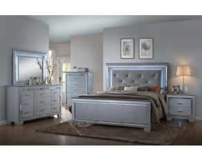 Crown Mark Lillian Panel Bedroom Set in Grey