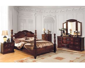 Furniture of America Tuscan II Bedroom Set in Glossy Dark Pine