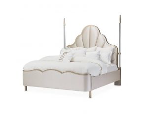 Malibu Crest Queen Scalloped Panel Poster Bed in Chardonnay