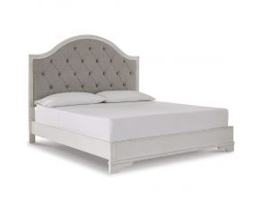 Brollyn Queen Upholstered Panel Bed in Chipped White