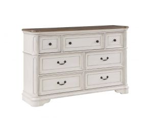 Florian 7 Drawer Dresser in Oak and Antique White