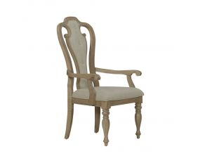 Magnolia Manor Splat Back Upholstered Arm Chair in Weathered Bisque