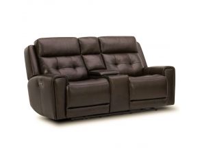 Carrington Triple Power Loveseat with Console in Dark Brown