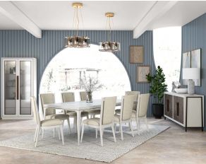 Blanc Rectangular Dining Set in Alabaster Finish