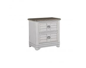 Meadowbrook 2-Drawer Nightstand in Whitewash with Sand Tops