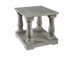 Ivan 4 Pedestal End Table in Smoke Grey