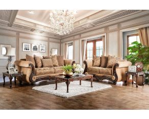 Furniture of America Nicanor Living Room Set in Tan/Gold