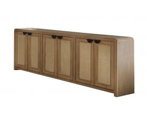 Escape 90 Inch Console with Reversible Panel Doors in Glazed Natural Oak Natural Cane