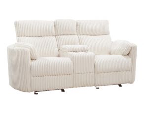 Radius Power Glider Reclining Console Loveseat in Mega Ivory