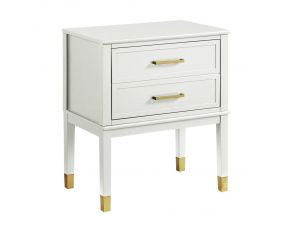 Bruno Nightstand with Power Port in White and Gold