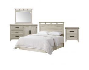 Matias Bedroom Set with Queen Full Headboard Dresser Mirror and Nightstand in White