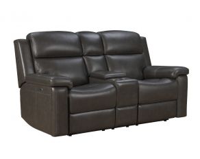 Leon Triple Power Reclining Console Loveseat in Matteo Smokey Gray