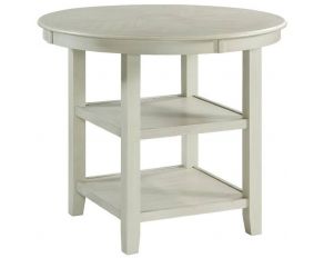 Amherst Round Counter Table with Wood Leg in White Bisque