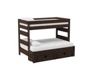 Cali Kids Complete Twin Over Full Bunk Bed with Trundle in Brown