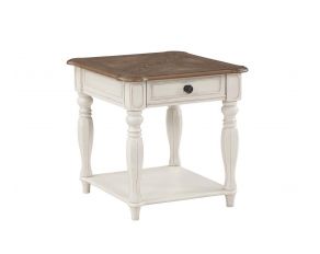 Florian End Table in Oak and Antique White