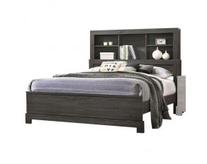 Lantha Eastern King Bookcase Bed in Gray Oak