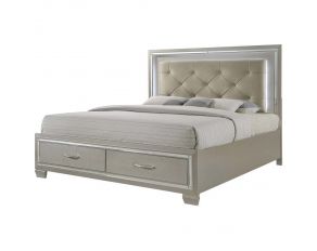 Platinum King Platform Storage Bed in Champagne