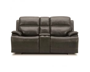 Bentley Power Loveseat with Console in Graphite Gray