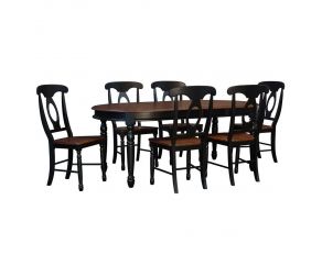 British Isles Extending Leg Dining Set in Oak and Black