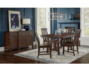 Henderson Trestle Dining Table Set in Muscavadi Brown