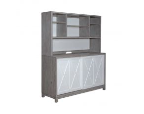 Palmetto Heights Server and Hutch in Two Tone Shell White and Driftwood Finish