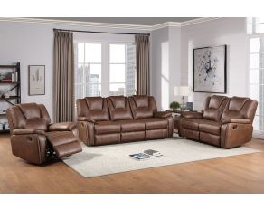 Katrine Manual Reclining Living Room Set in Chestnut Brown