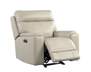 Bryant Power Leather Glider Recliner in Taupe Finish