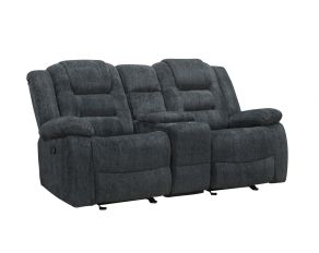 Bolton Glider Reclining Console Loveseat in Misty Storm