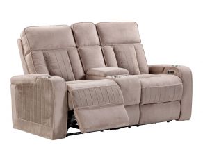 Equinox Power Console Loveseat in Mushroom